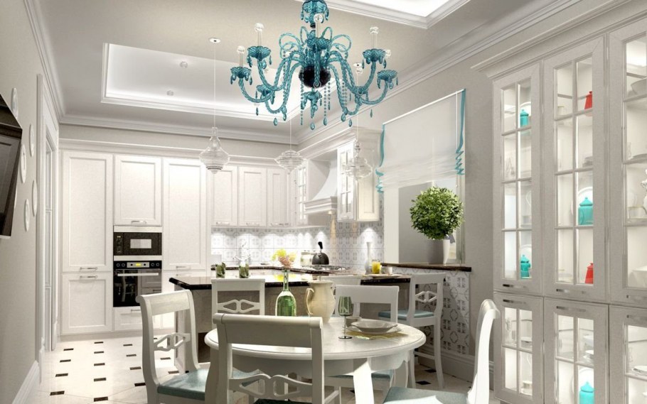 Люстры в интерьере гостиной Неоклассика