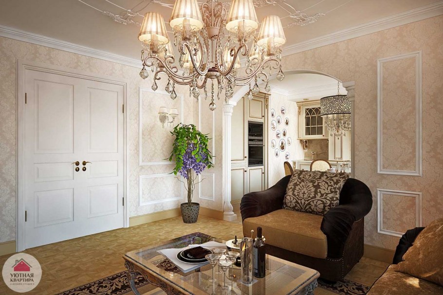 Светильники в интерьере гостиной