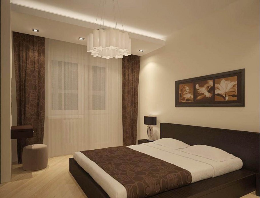 Черно бежевая спальня