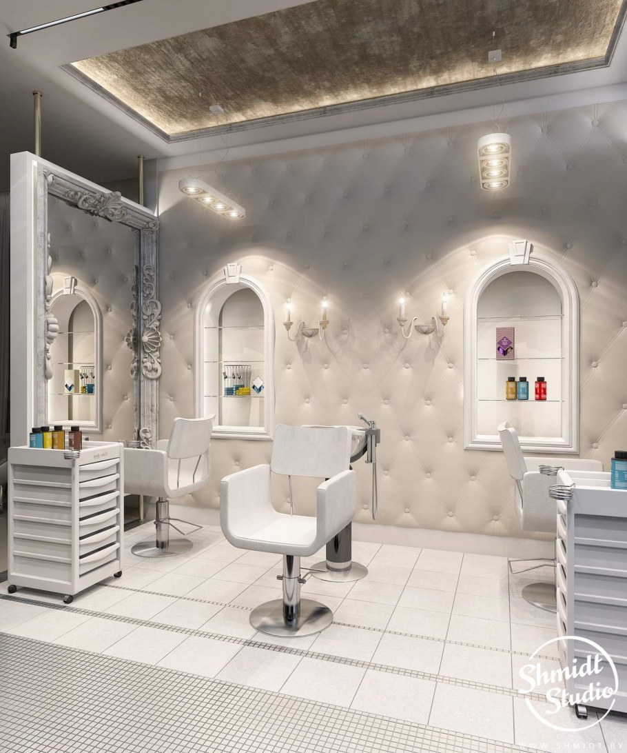 Интерьер парикмахерской маленькой площади
