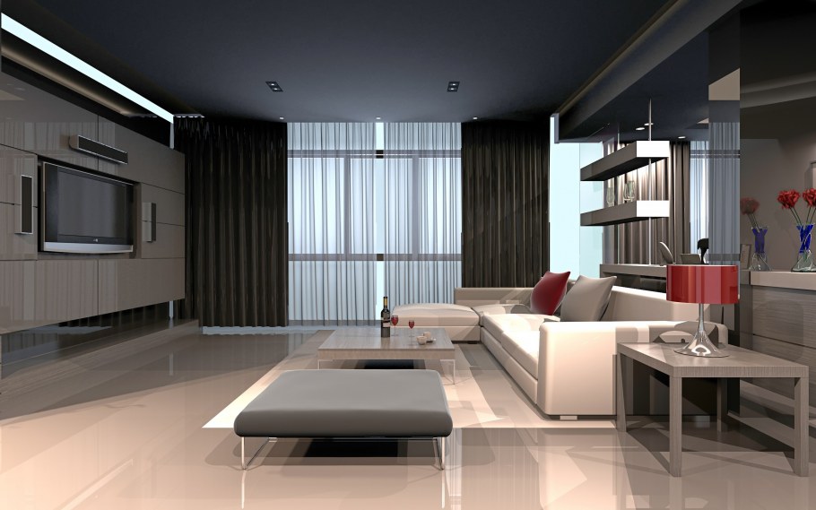 Гостиная с камином Минимализм