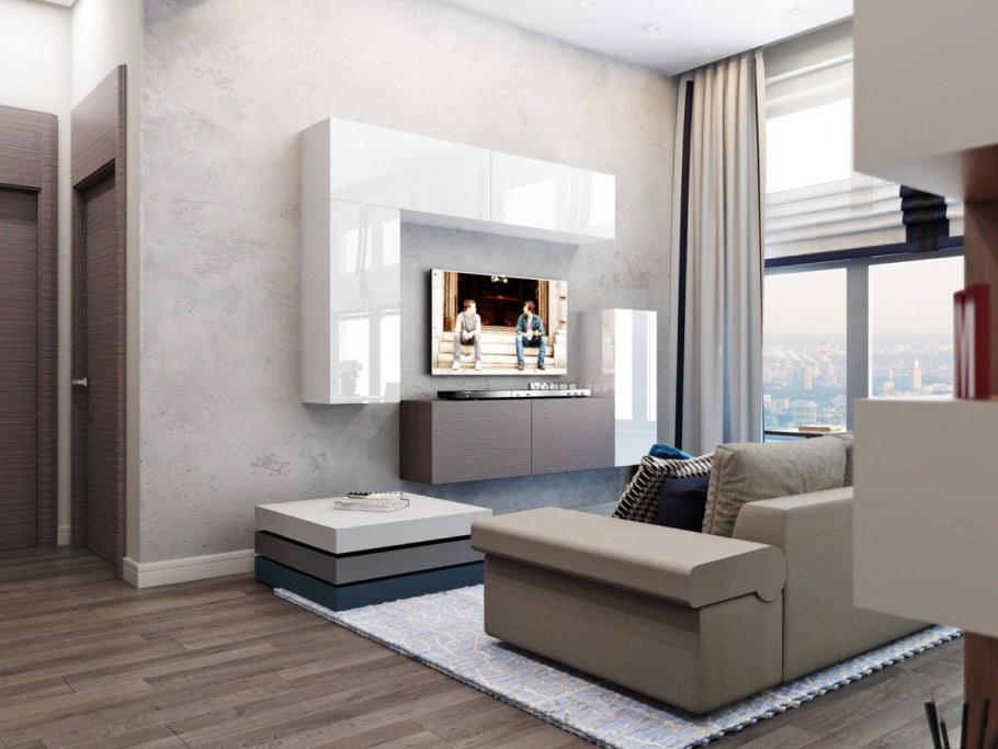 Гостиная в серо бежевых тонах