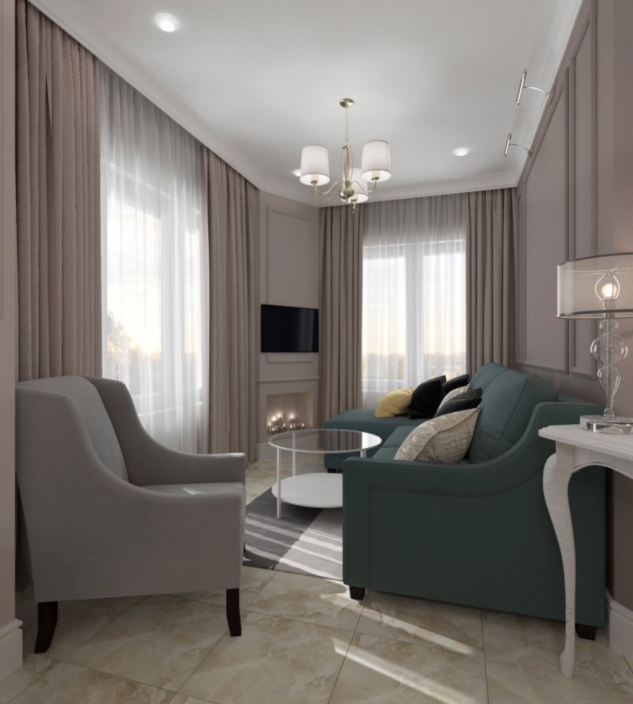 Гостиная в серо бежевых тонах