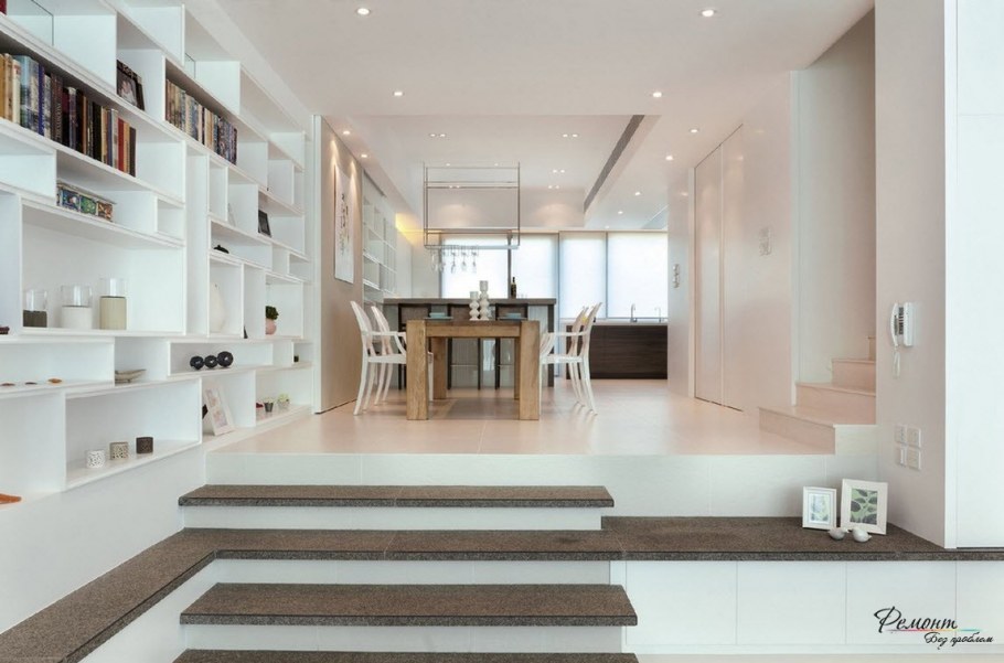 Стеллаж-перегородка в интерьере