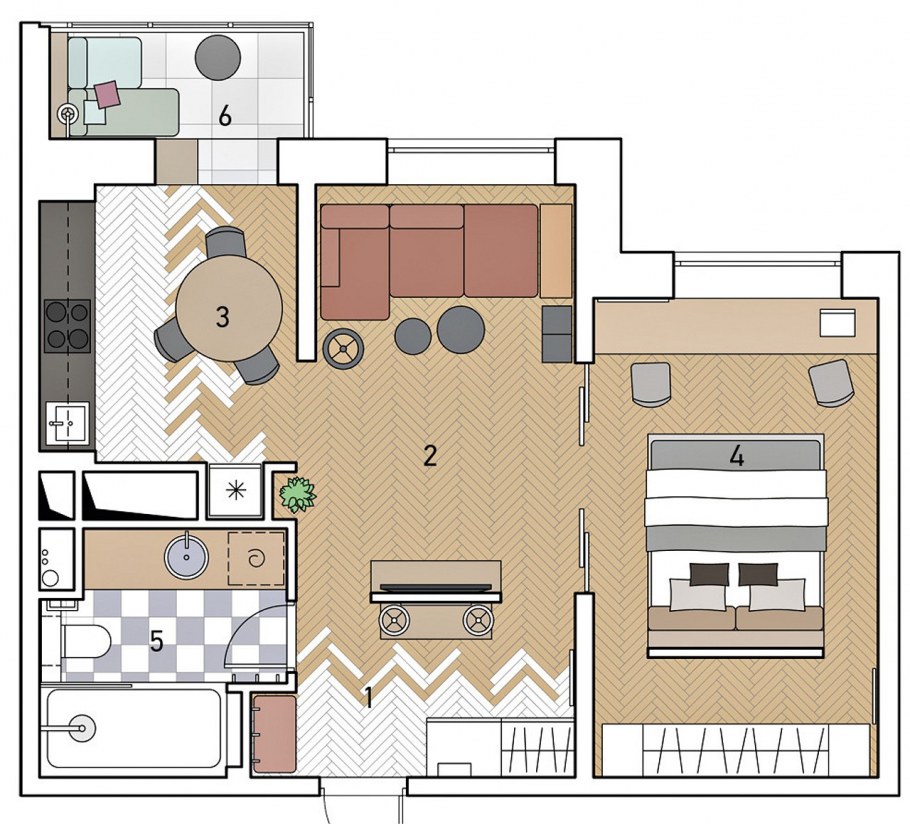Функциональный интерьер однокомнатной квартиры