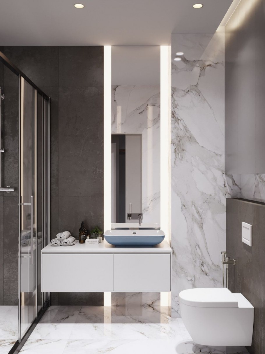 Стильные светлые Ванные комнаты