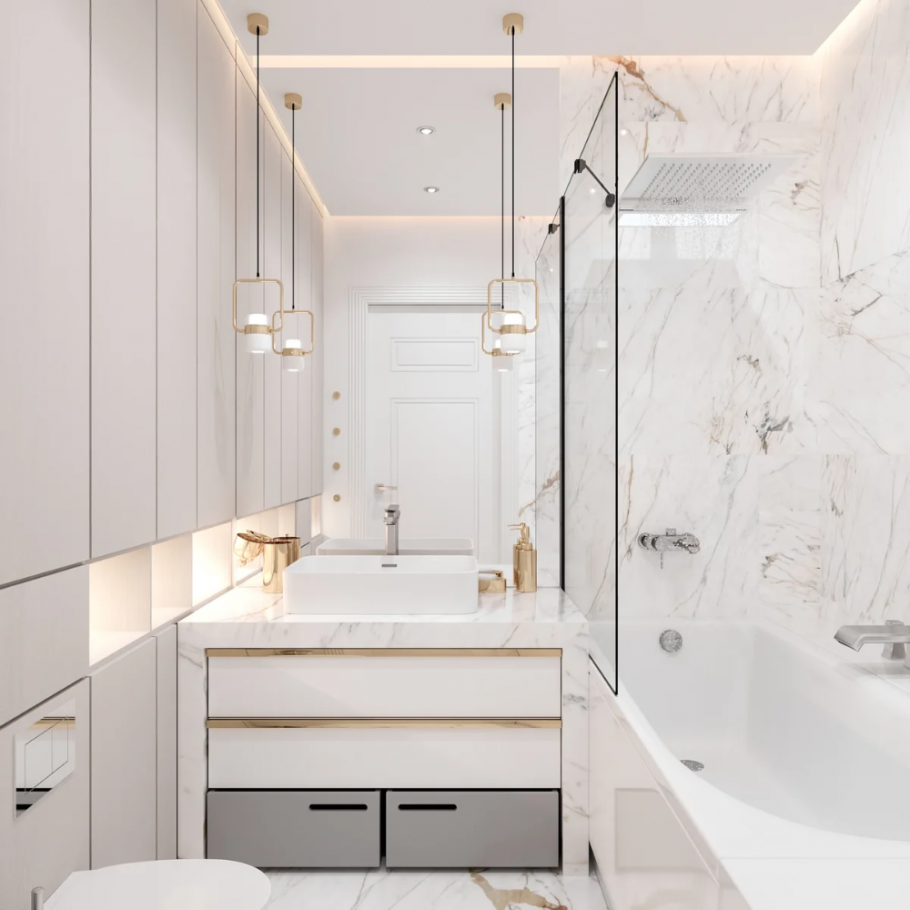 Ванная комната дизайн маленькая в светлых тонах