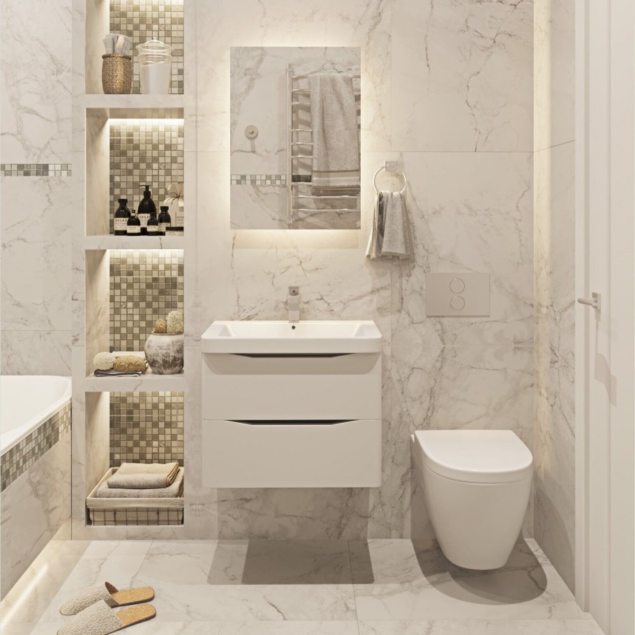 Ванная в светлых тонах