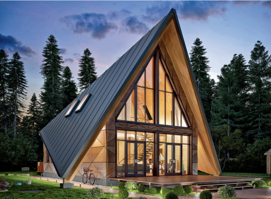 Дом из сэндвич панелей с панорамными окнами