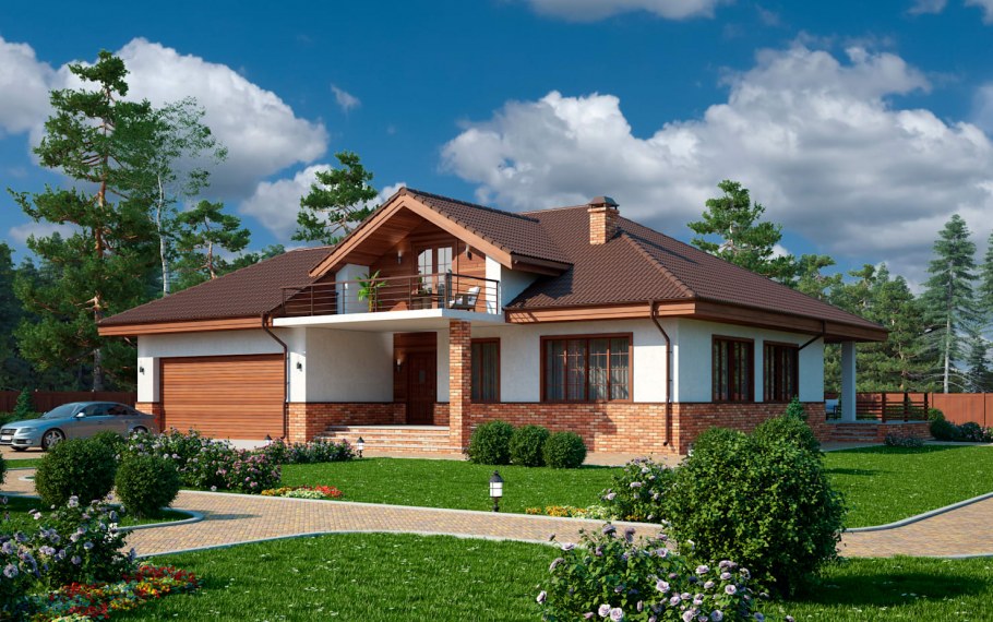 Двухэтажный дом с гаражом проект 100кв.м