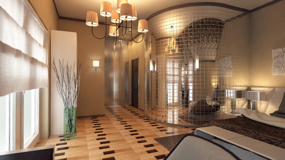 Зеркальная плитка в коридоре