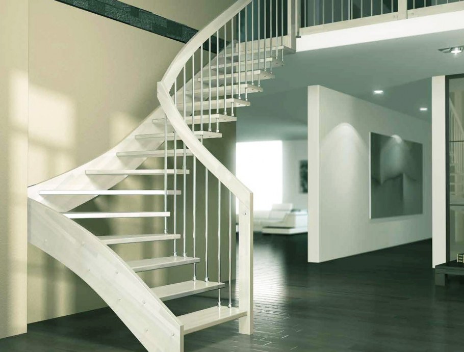 Поворотная лестница на второй этаж 90 градусов