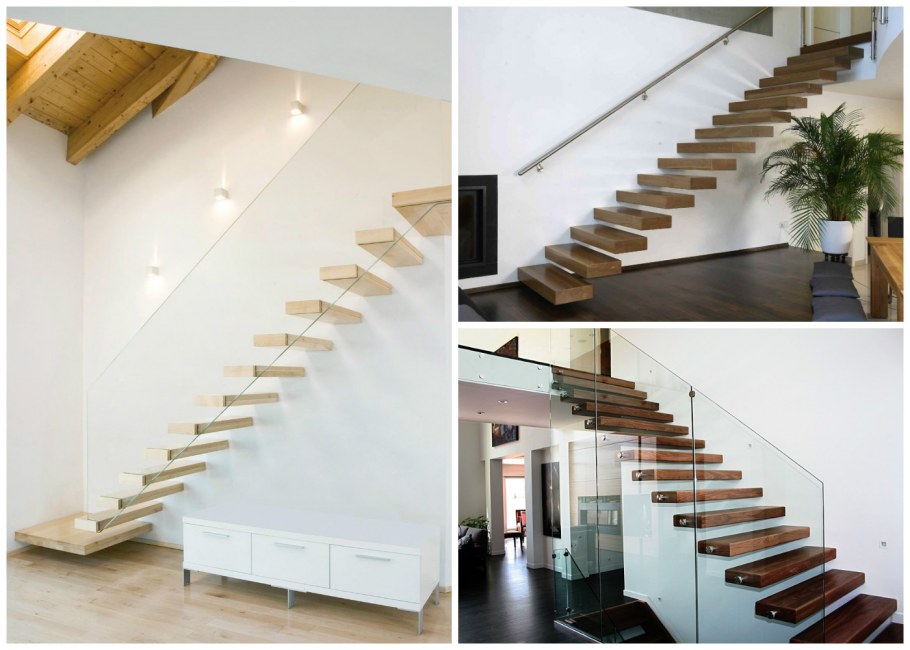 Лестница на второй этаж в частном доме консольная