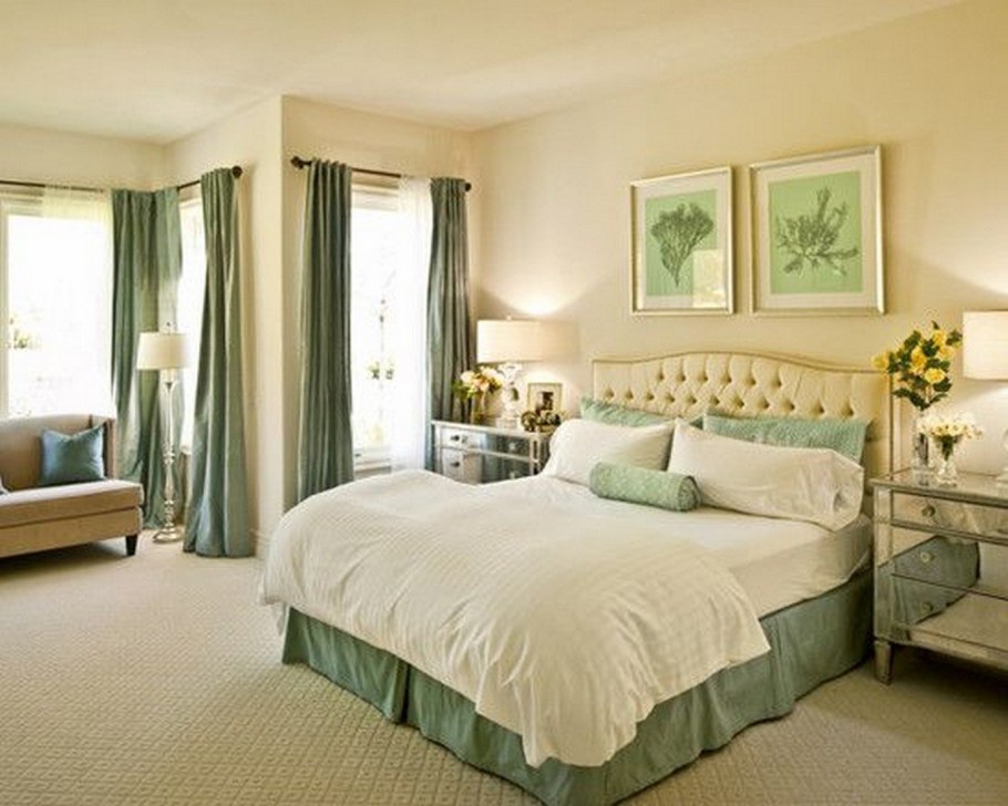 Интерьер в розово зеленых тонах