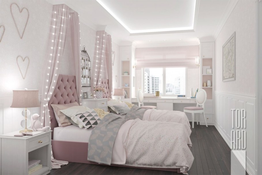 Спальня для девочки в пастельных тонах