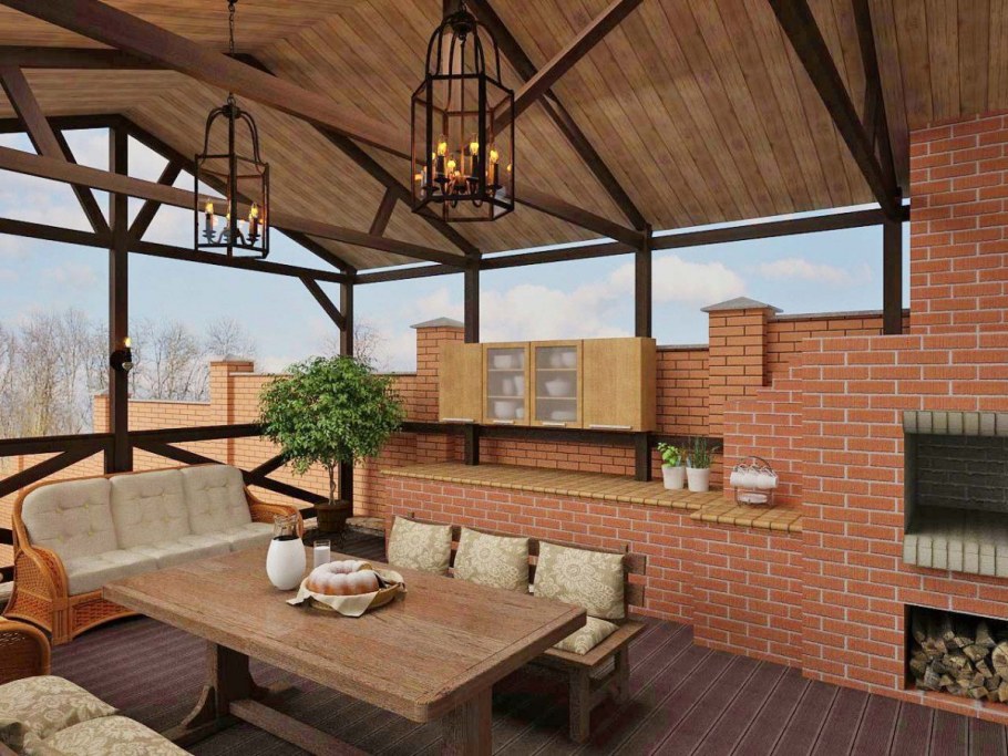 Патио Модерн с барбекю