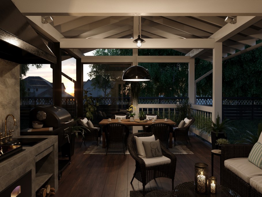 Беседка с мангалом. Мангальная зона. Loft