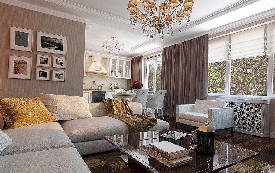 Современный интерьер трехкомнатной квартиры