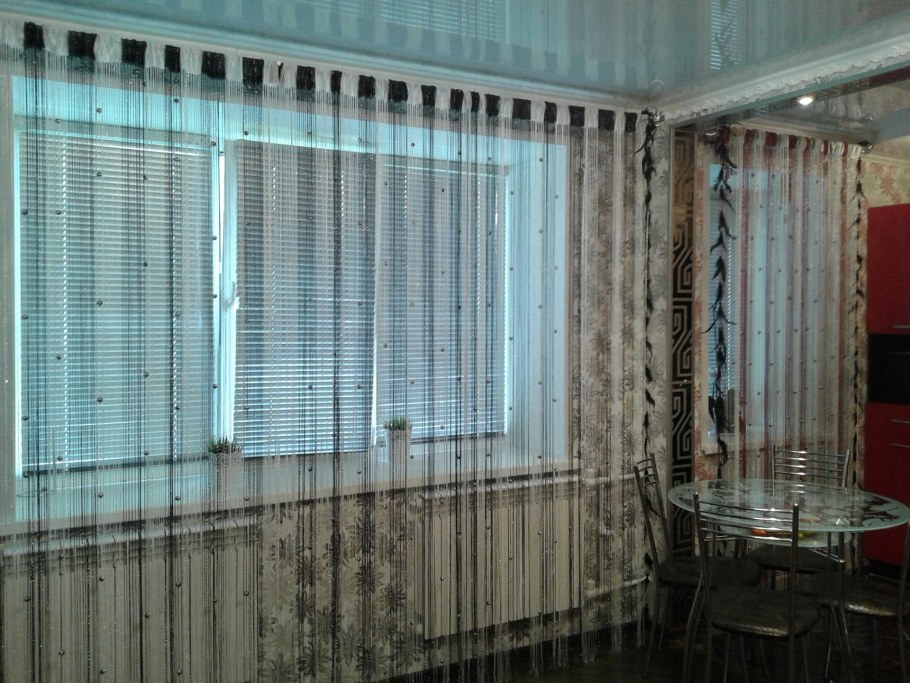 Тюль нити с бусинами