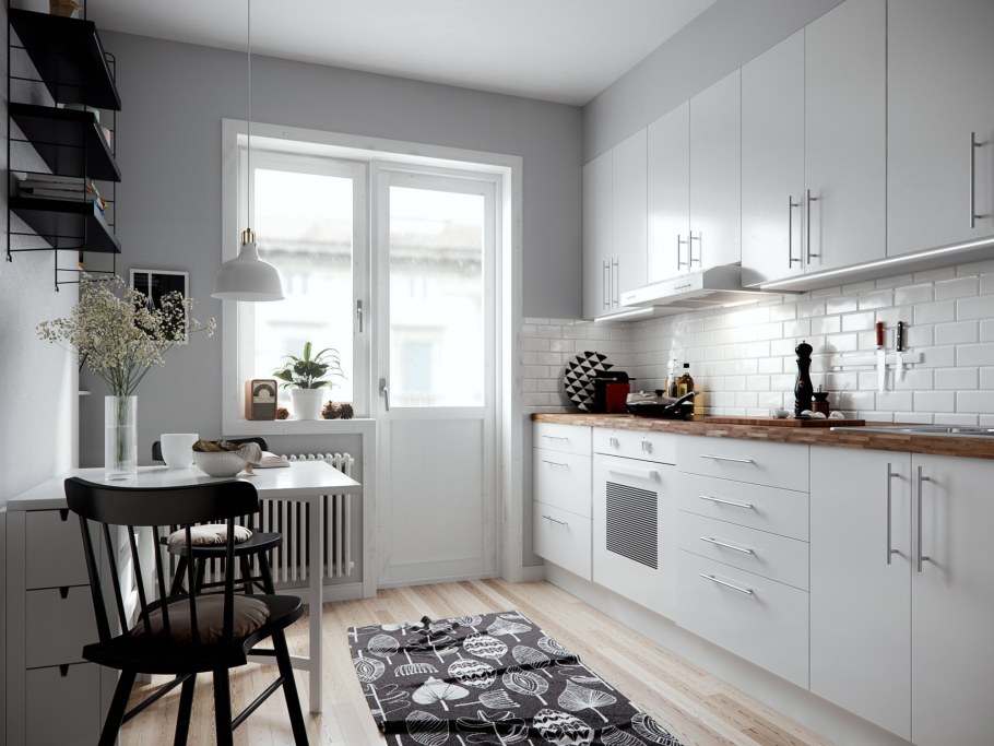 Белая кухня икеа Сканди стиль