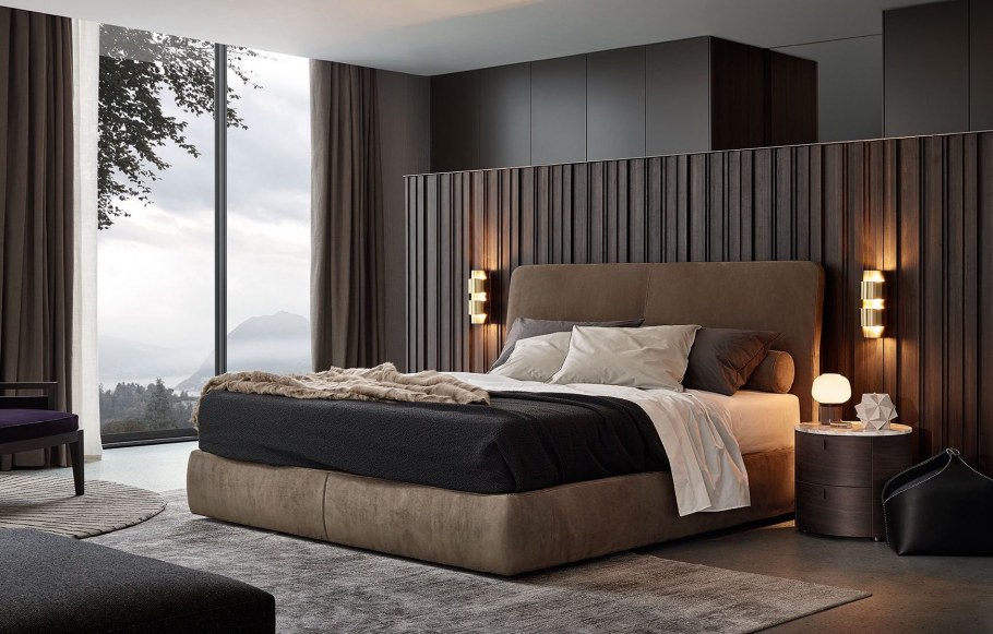 Кровать на подиуме в интерьере