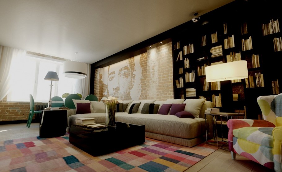 Контрастная стена в гостиной