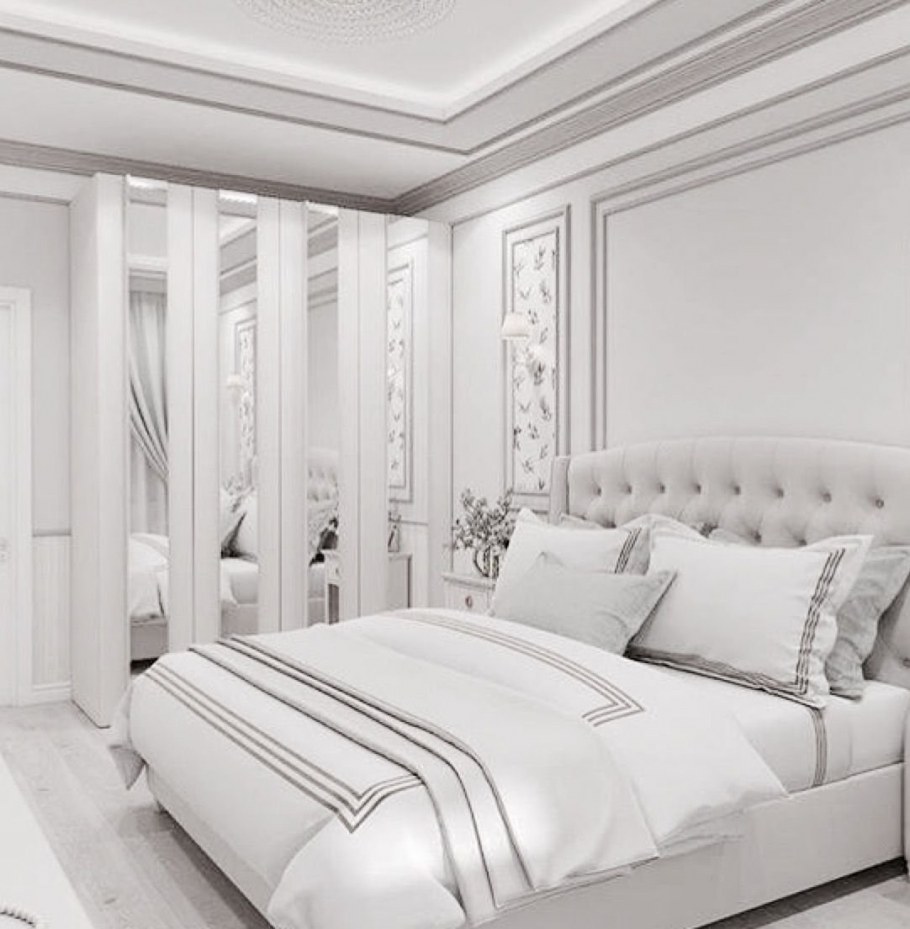 Спальня в классическом стиле в светлых тонах