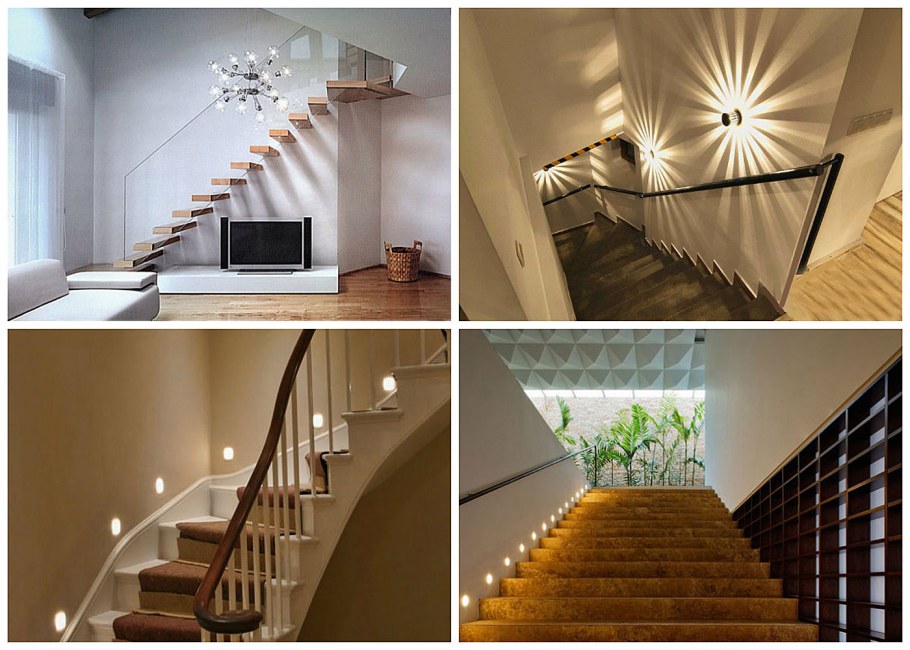Освещение лестницы в загородном доме