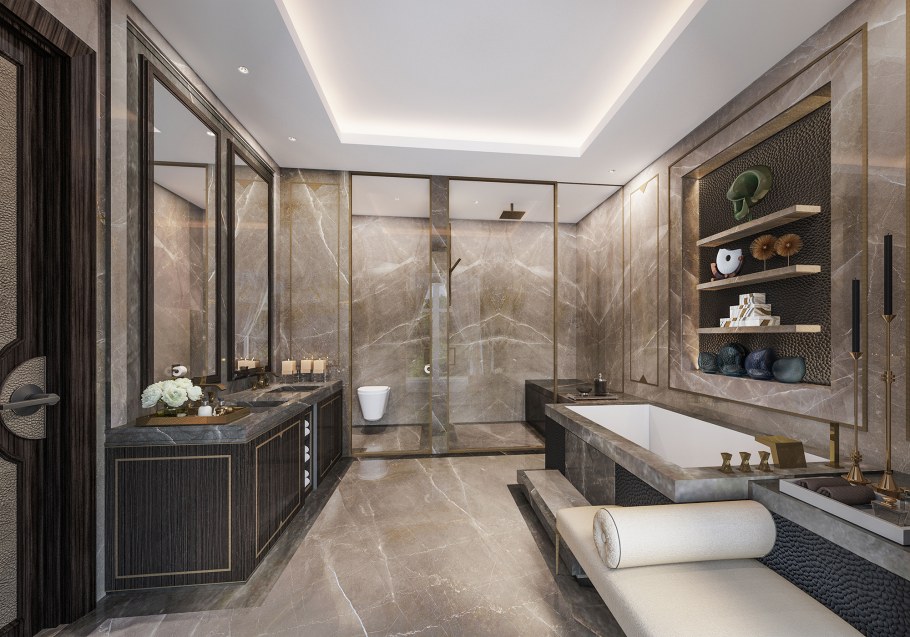 Ванная комната из белого мрамора