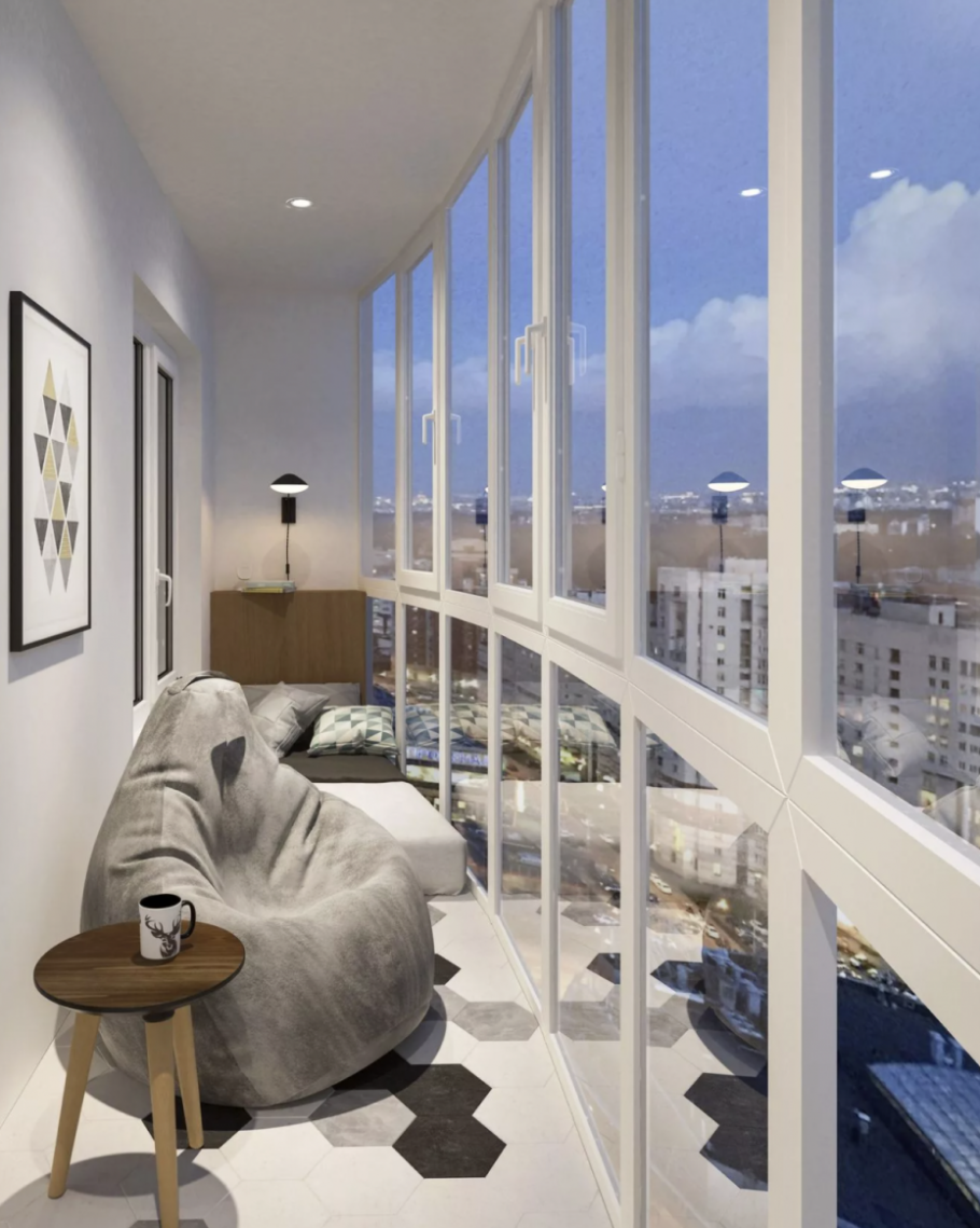 Красивый балкон в скандинавском стиле