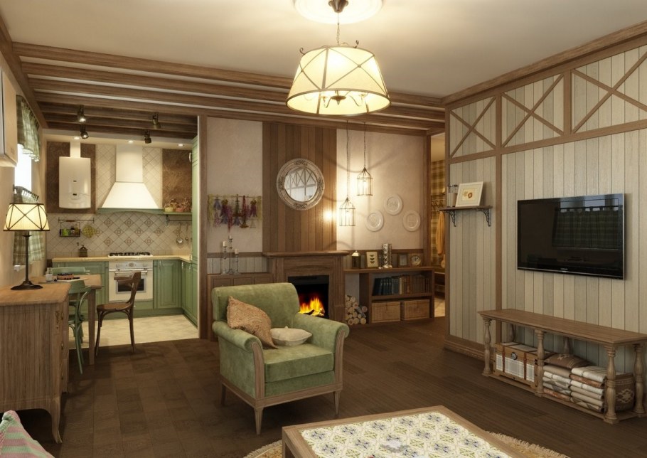 Гостиная в стиле Кантри