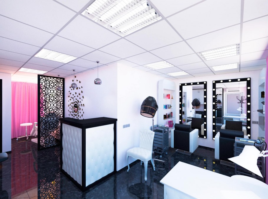 Интерьер парикмахерской маленькой площади