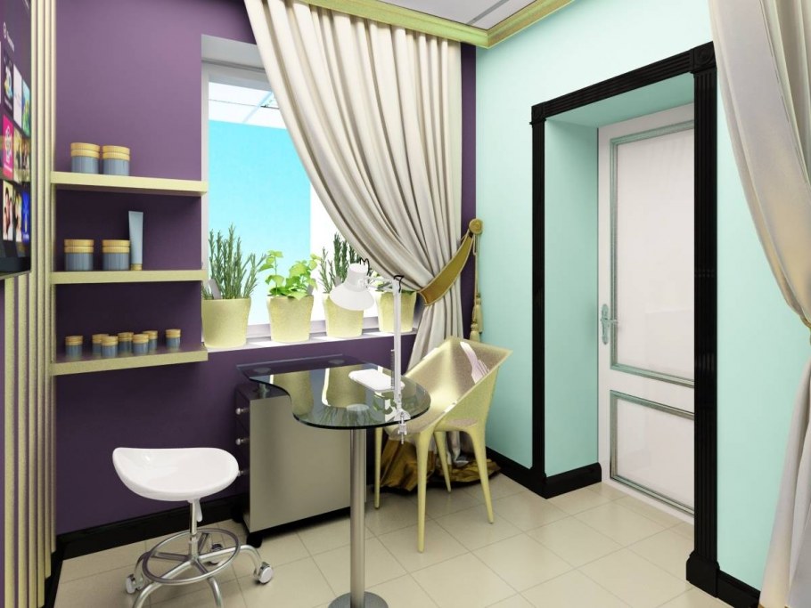 Интерьер парикмахерской маленькой площади