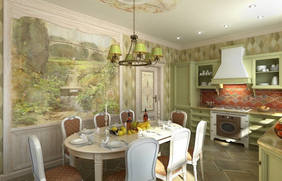 Фреска на кухню в стиле Прованс