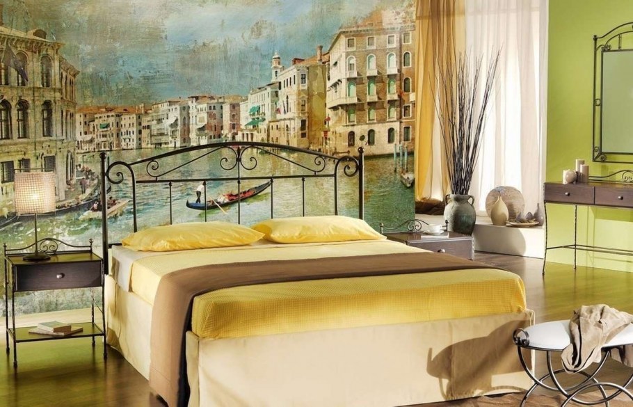 Фотообои в спальню над кроватью