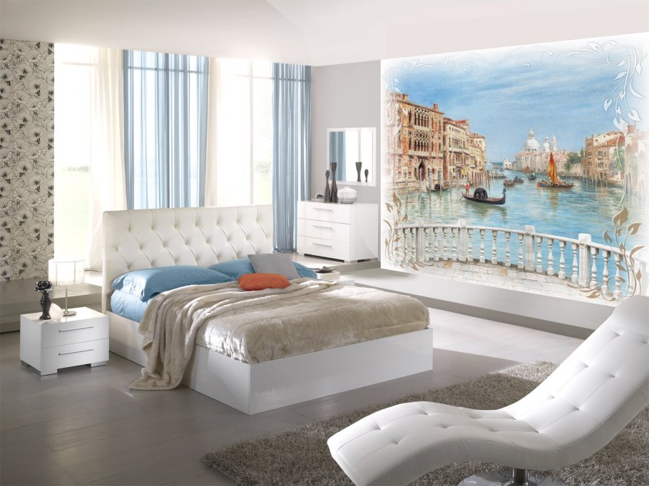 Фреска Италия в интерьере спальни