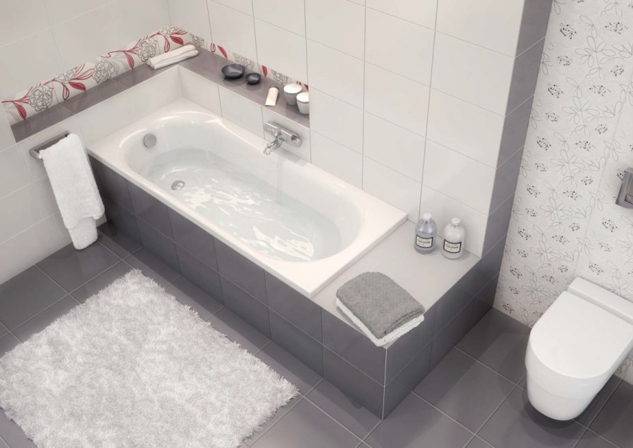 Угловая ванна встроенная в подиум