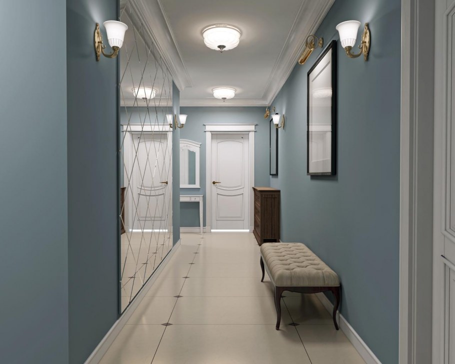 Прихожая в серо голубых тонах