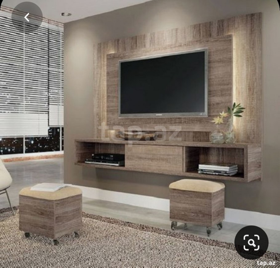 Деревянная панель под телевизор