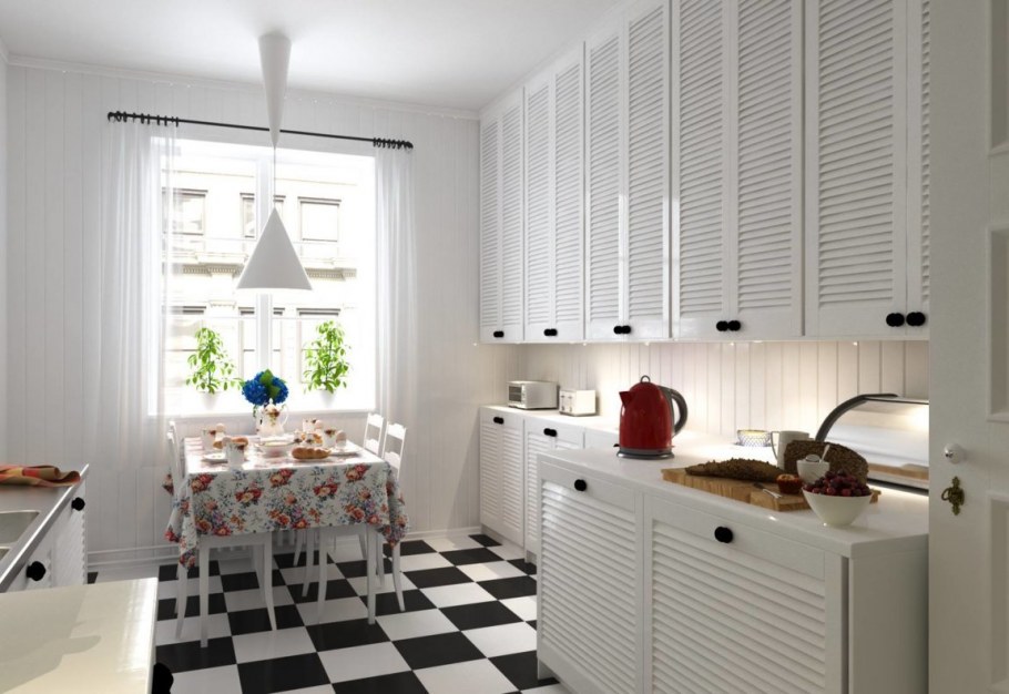 Кухня с жалюзийными двертми