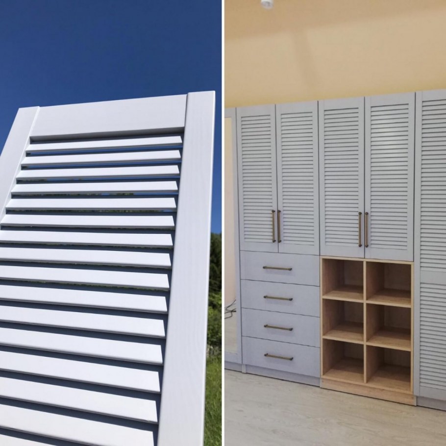 Кухня с жалюзийными дверцами