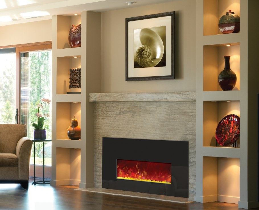 Электрокамин встроенный в стену