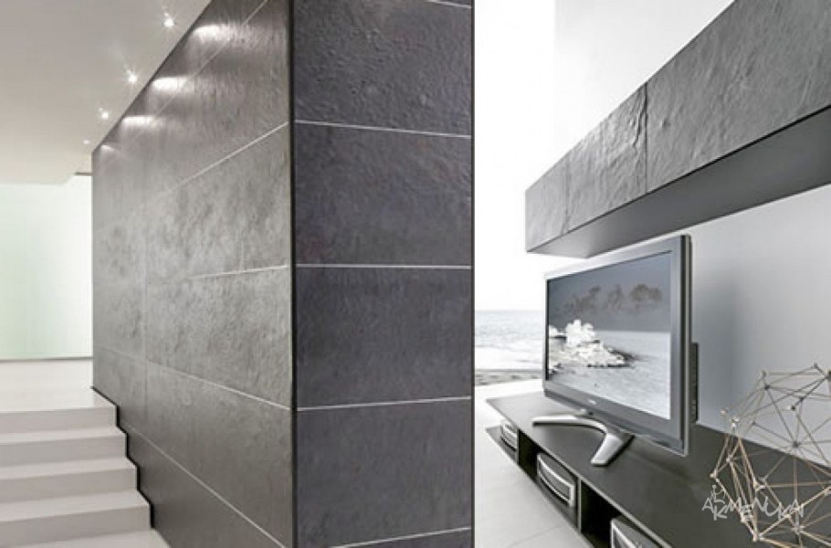 Фасады каменный шпон Black Slate