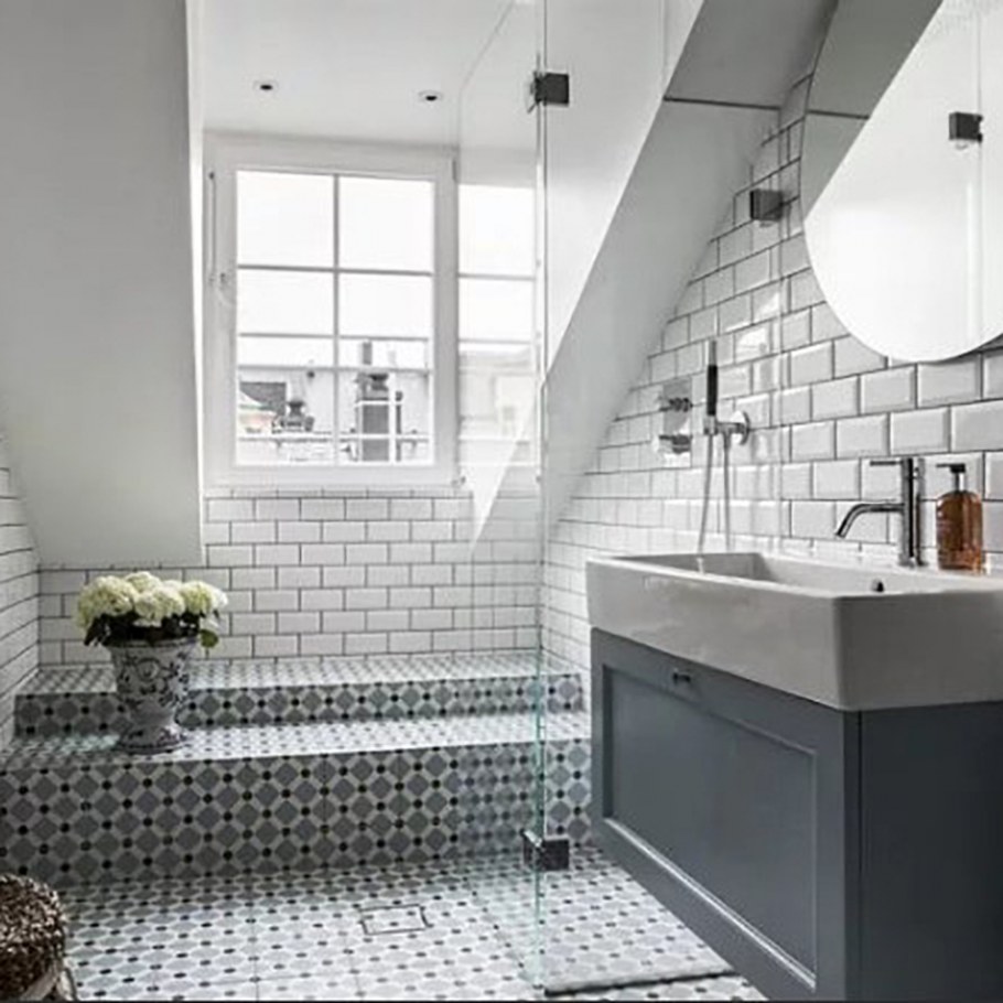 Плитка кабанчик стиль лофт ванная