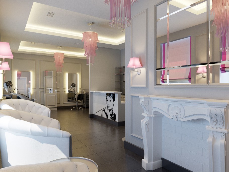 Черно белый интерьер салона красоты