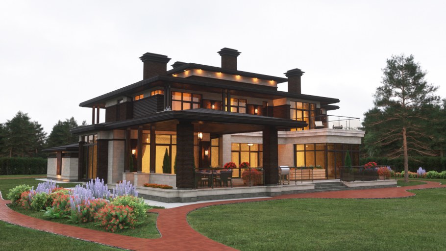 Дом в стиле Райта 2021