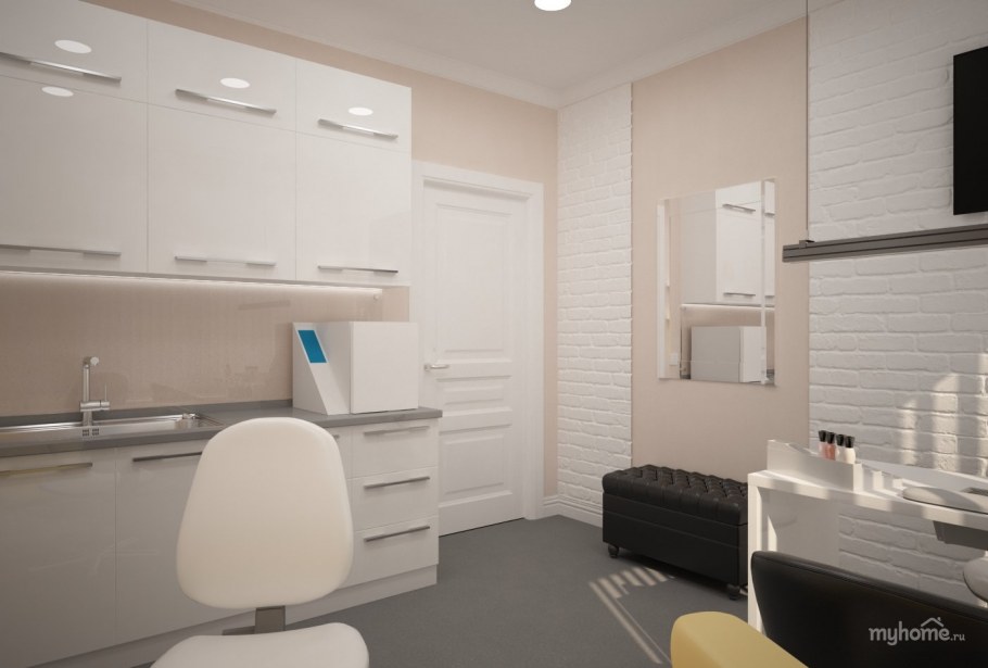 Интерьер маленькой студии 20 кв.м для маникюра и педикюра