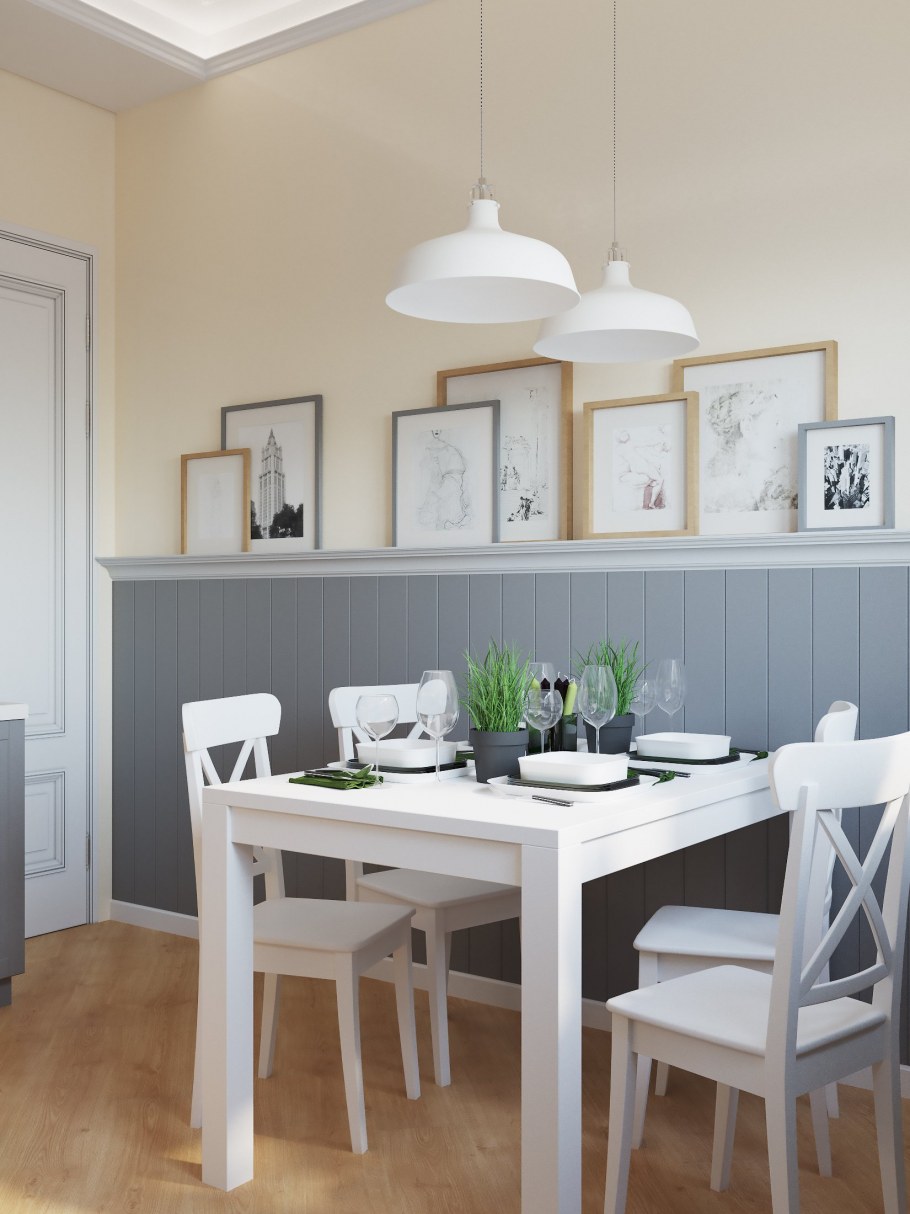 Кухня в скандинавском стиле с диваном