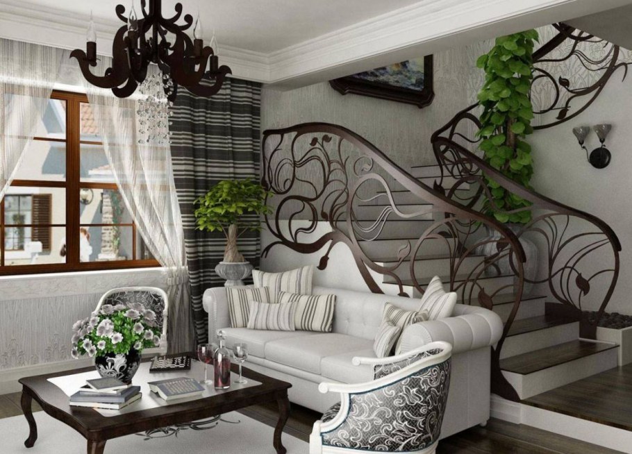 Интерьер гостиной в стиле арт нуво