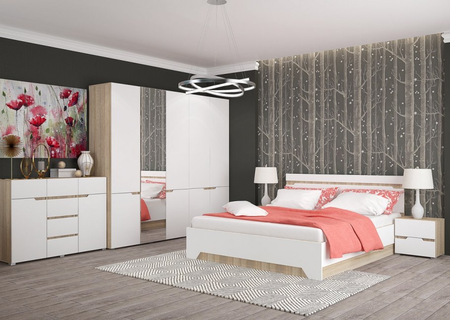 Спальный гарнитур Анталия сонома/белый софт